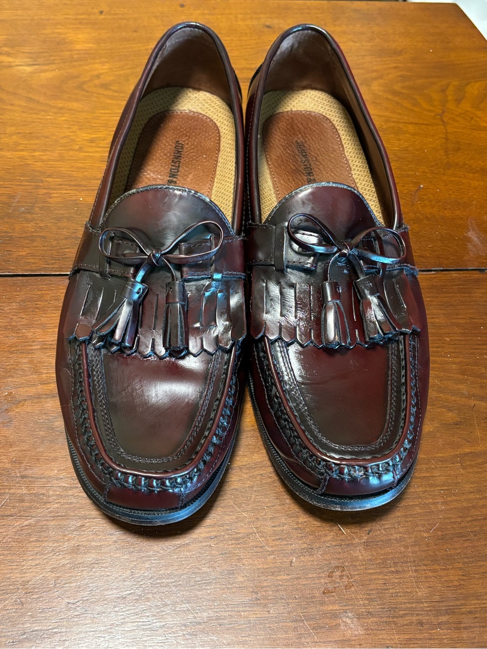 Johnston & Murphy Men’s Brown Leather Tassel Slip On Dress Loafers Square Toe